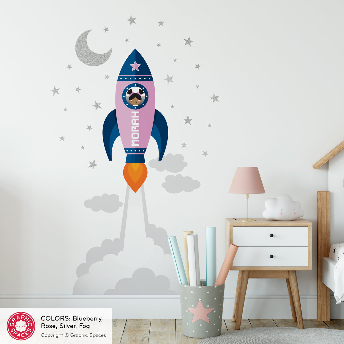 Rocket Launch Girl Peel-and-Stick Wall Decal