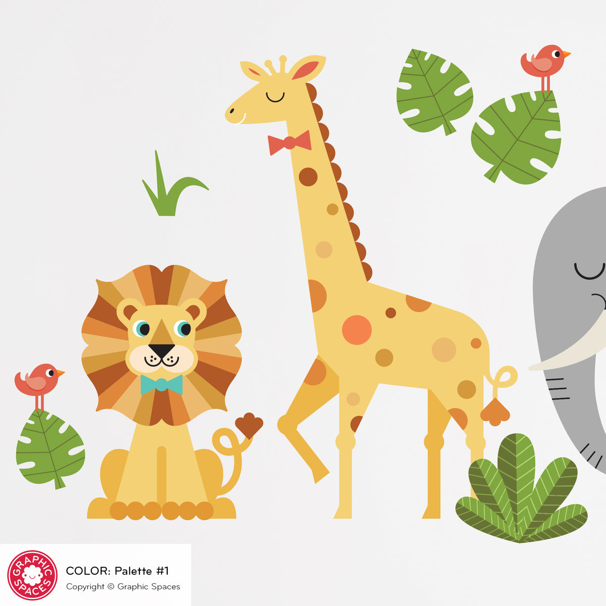 Wall Decal - Safari Jeep Animal Collection (Personalized, Girl)