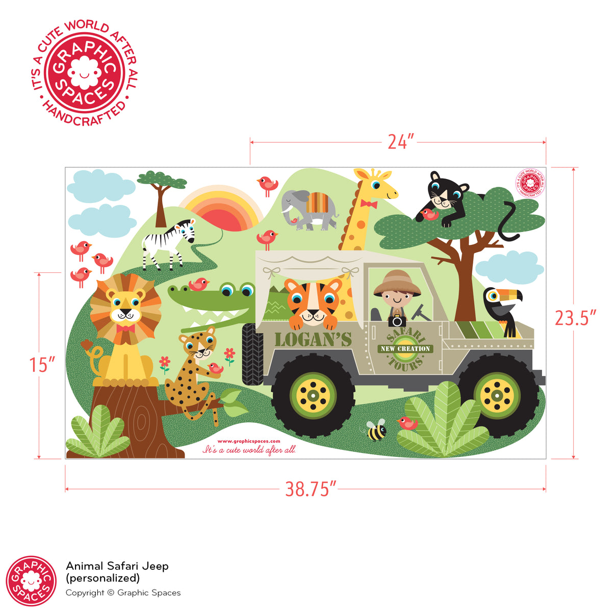 Wall Decal - Safari Jeep Adventure (Personalized, Boy)