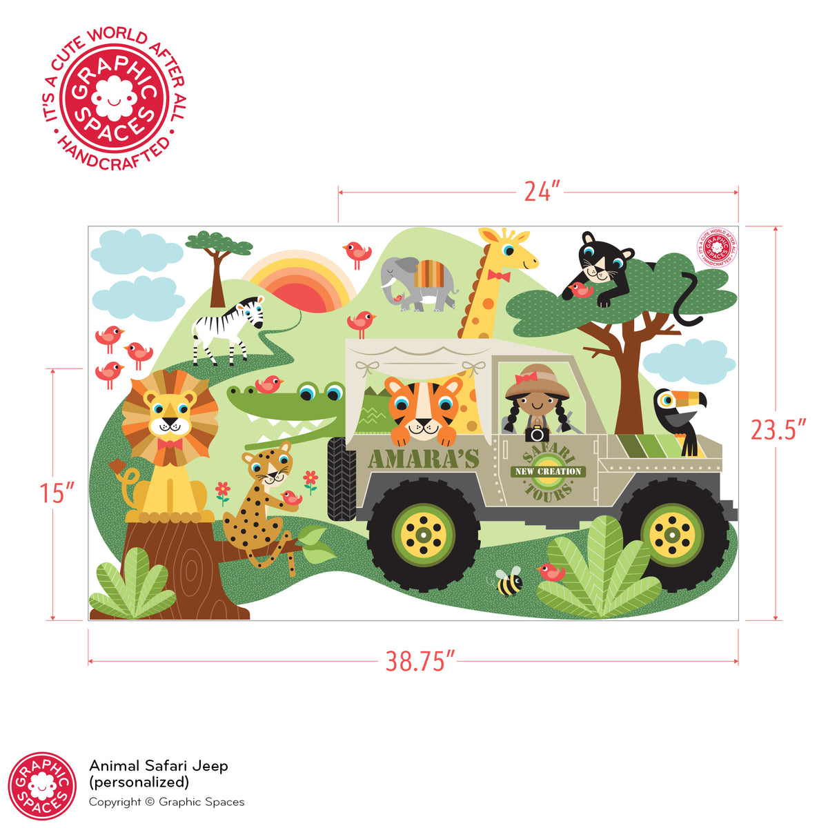 Wall Decal - Safari Jeep Adventure (Personalized, Girl)