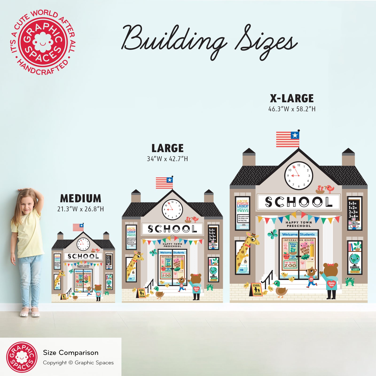 Kids Wall Decal - Happy Town School (Personalized) - Graphic Spaces