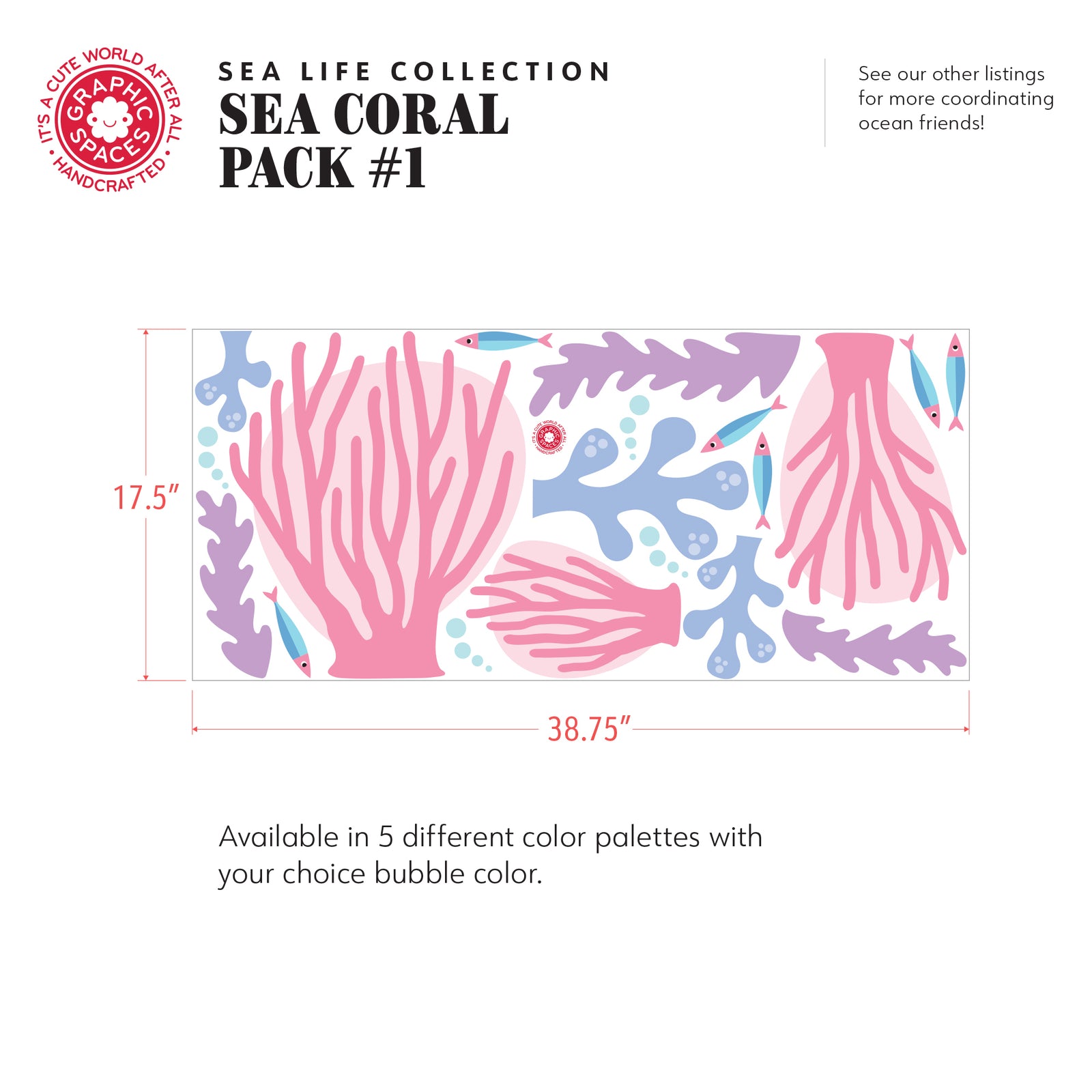 Wall Decal - Sea Coral (Set #1) Tropical Palette #3 - Graphic Spaces