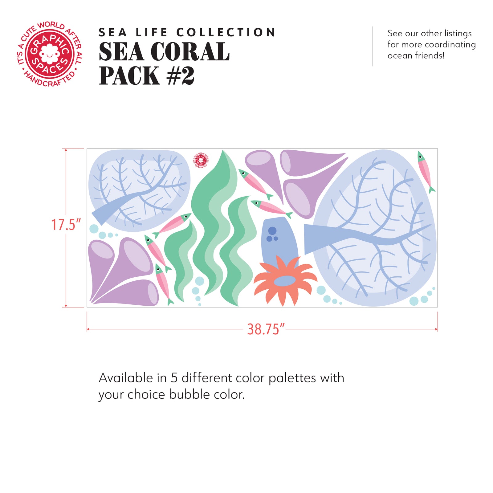 Wall Decal - Sea Coral (Set #2) Tropical Palette #3 - Graphic Spaces