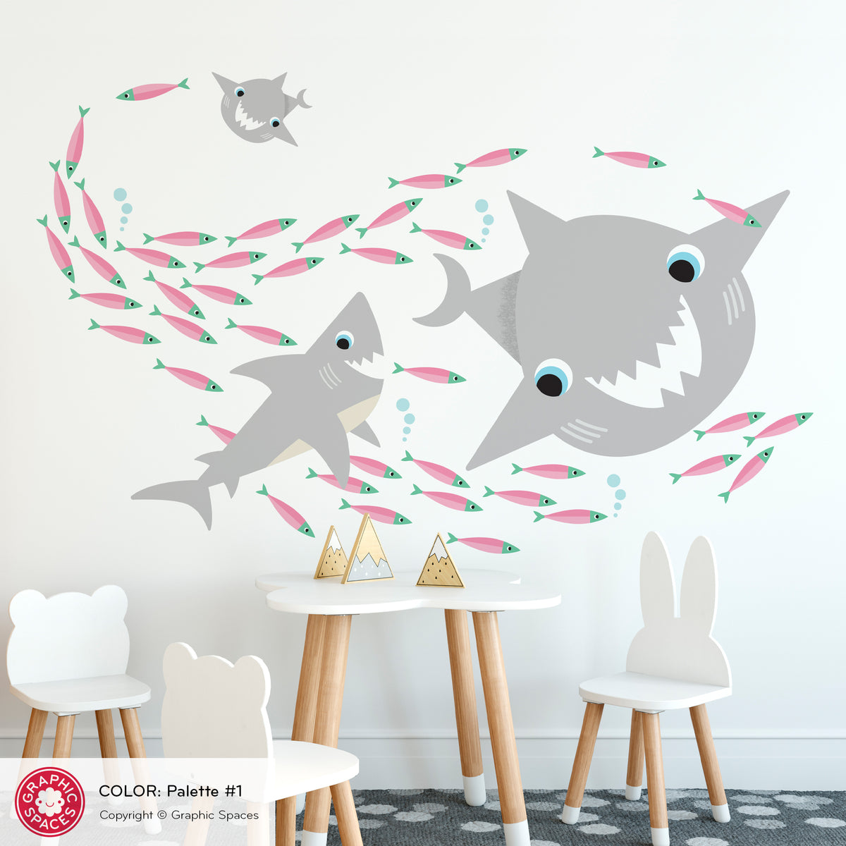 Shark &amp; Fish Peel-and-Stick Wall Decals