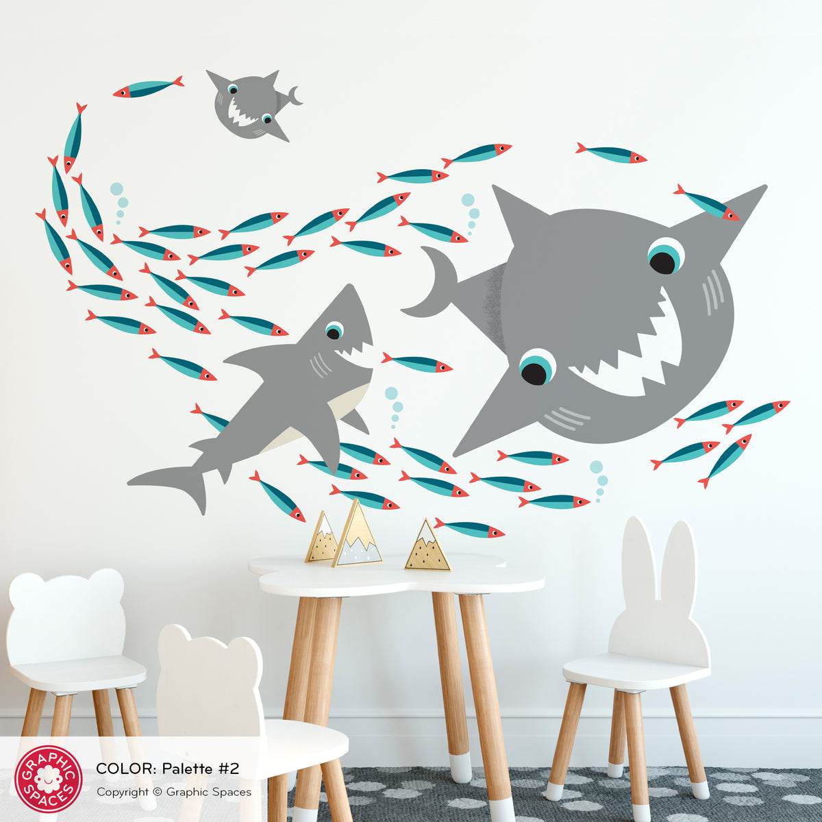 Shark &amp; Fish Peel-and-Stick Wall Decals