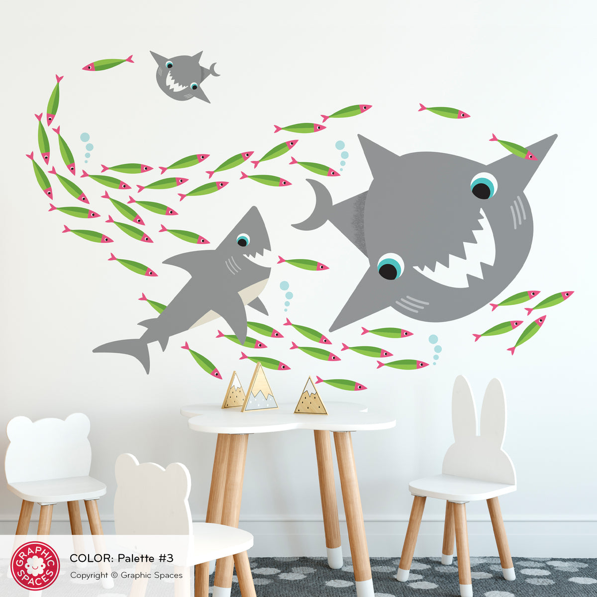 Shark &amp; Fish Peel-and-Stick Wall Decals