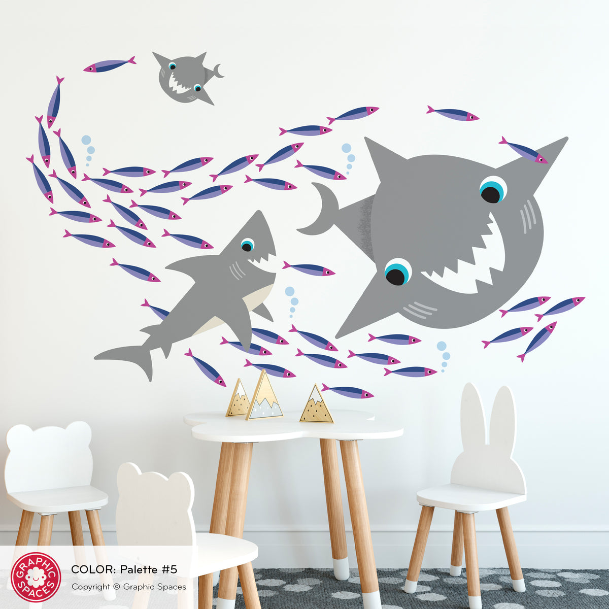 Shark &amp; Fish Peel-and-Stick Wall Decals