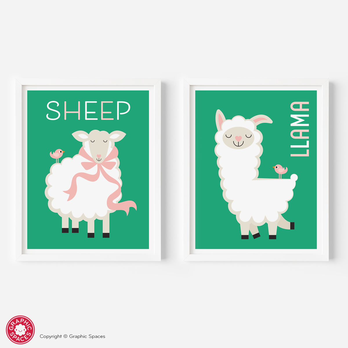 Sheep &amp; Llama Nursery Art Prints - Set of 2