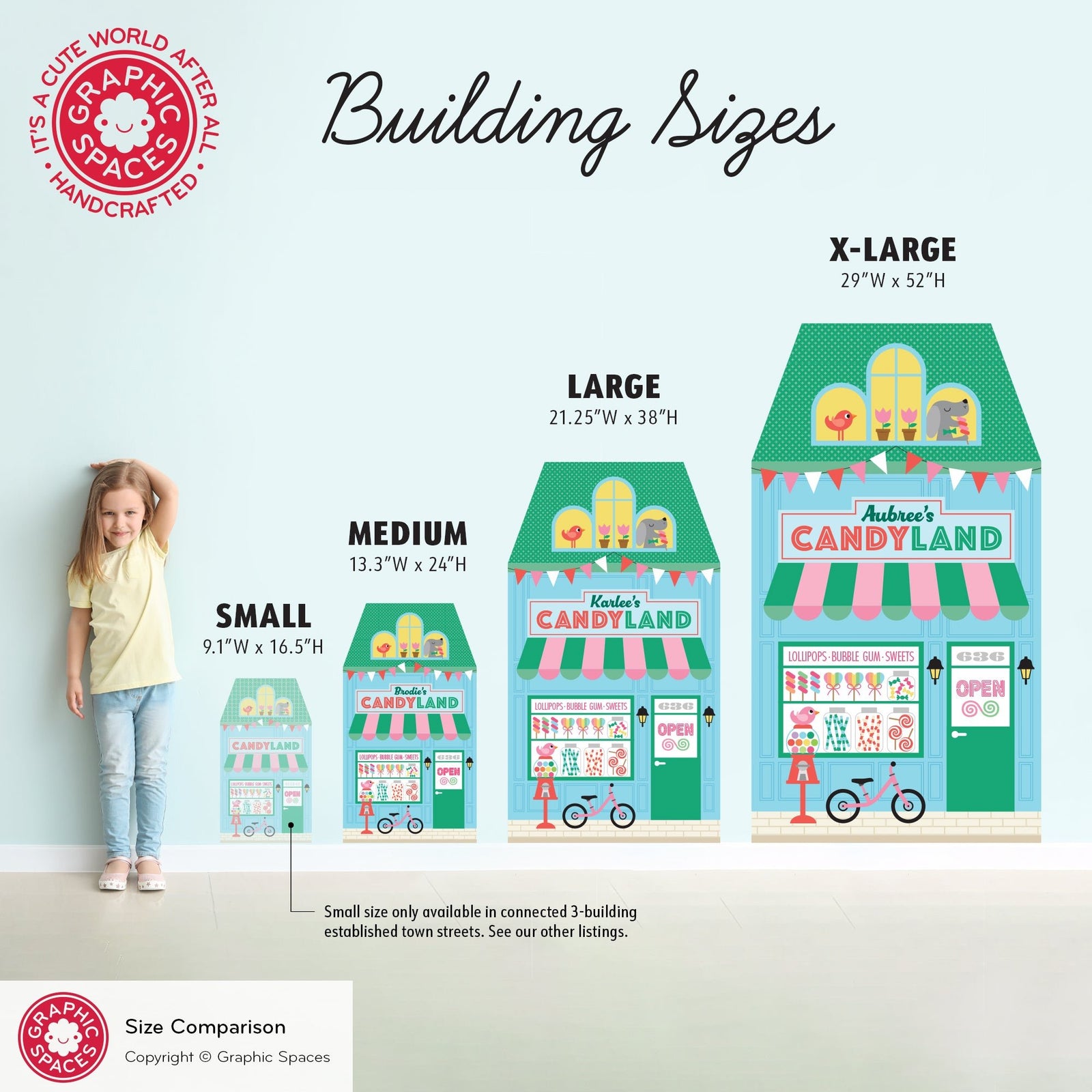 Kids Wall Decal - Happy Town Candy Shop (Personalized) - Graphic Spaces