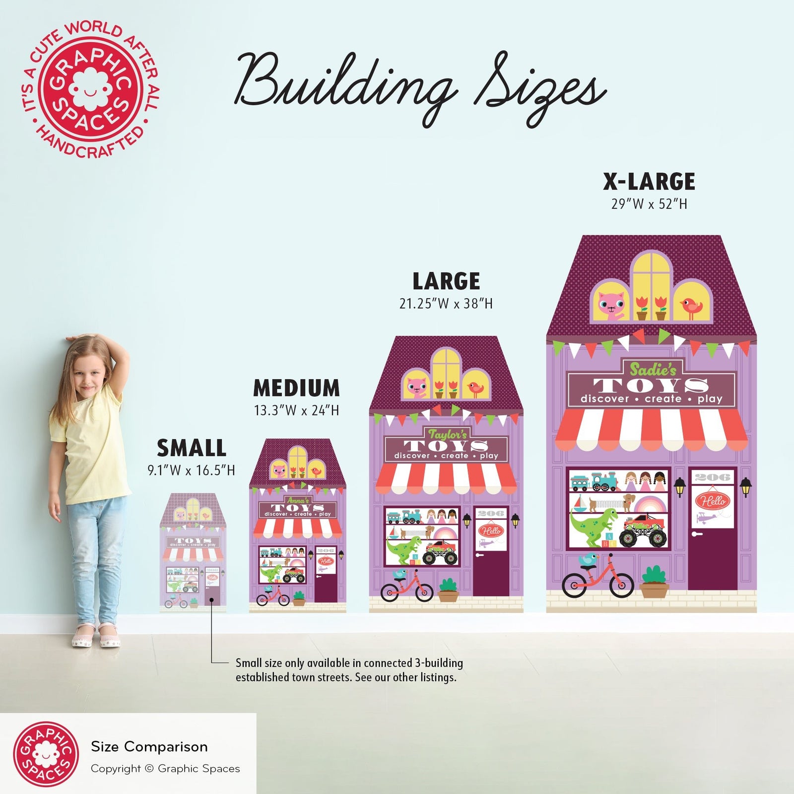 Kids Wall Decal - Happy Town Toy Shop (Personalized) - Graphic Spaces