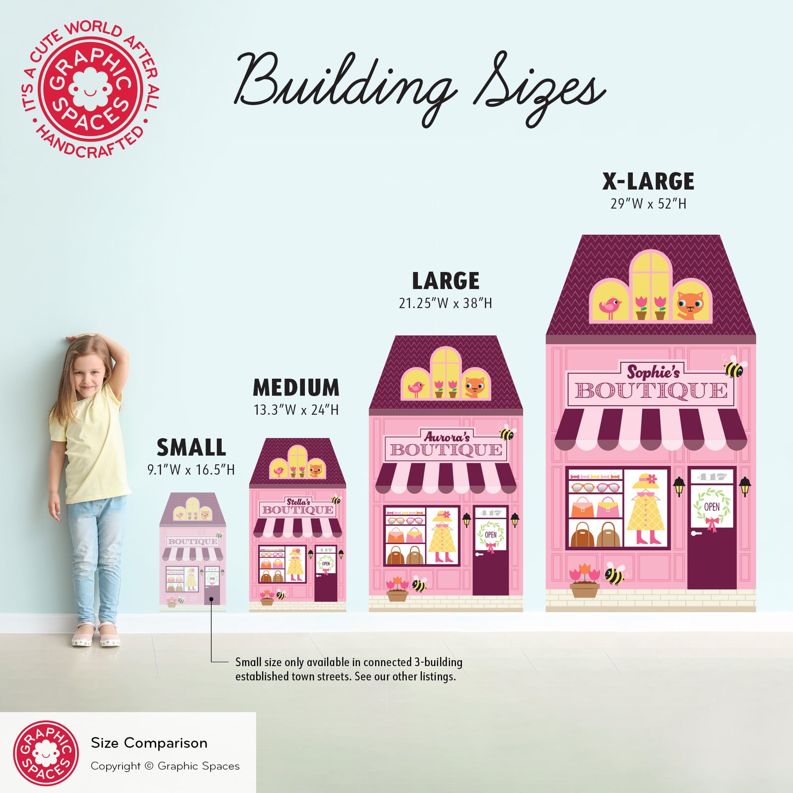 Kids Wall Decal - Happy Town Boutique (Personalized) - Graphic Spaces
