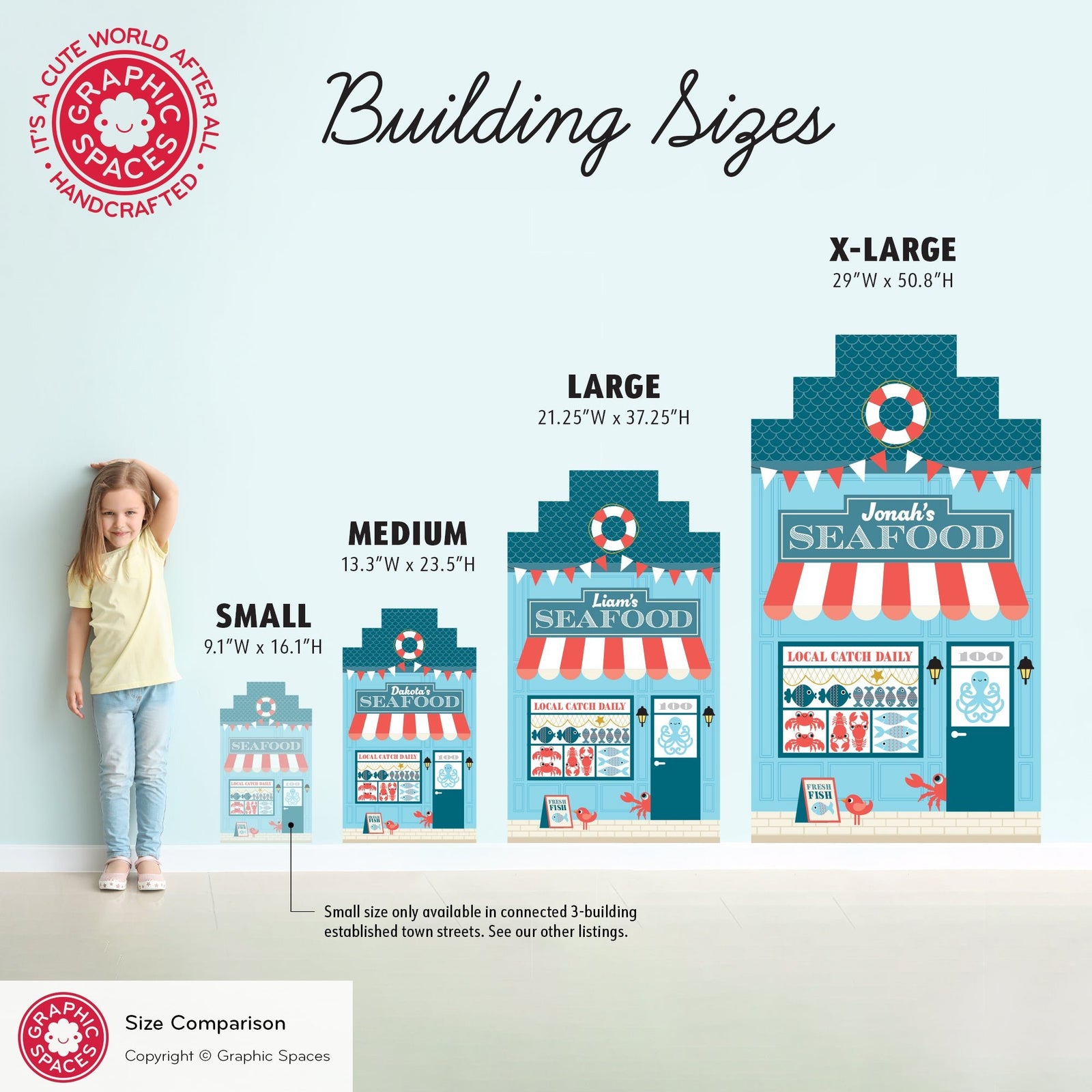 Kids Wall Decal - Happy Town Seafood Market (Personalized) - Graphic Spaces