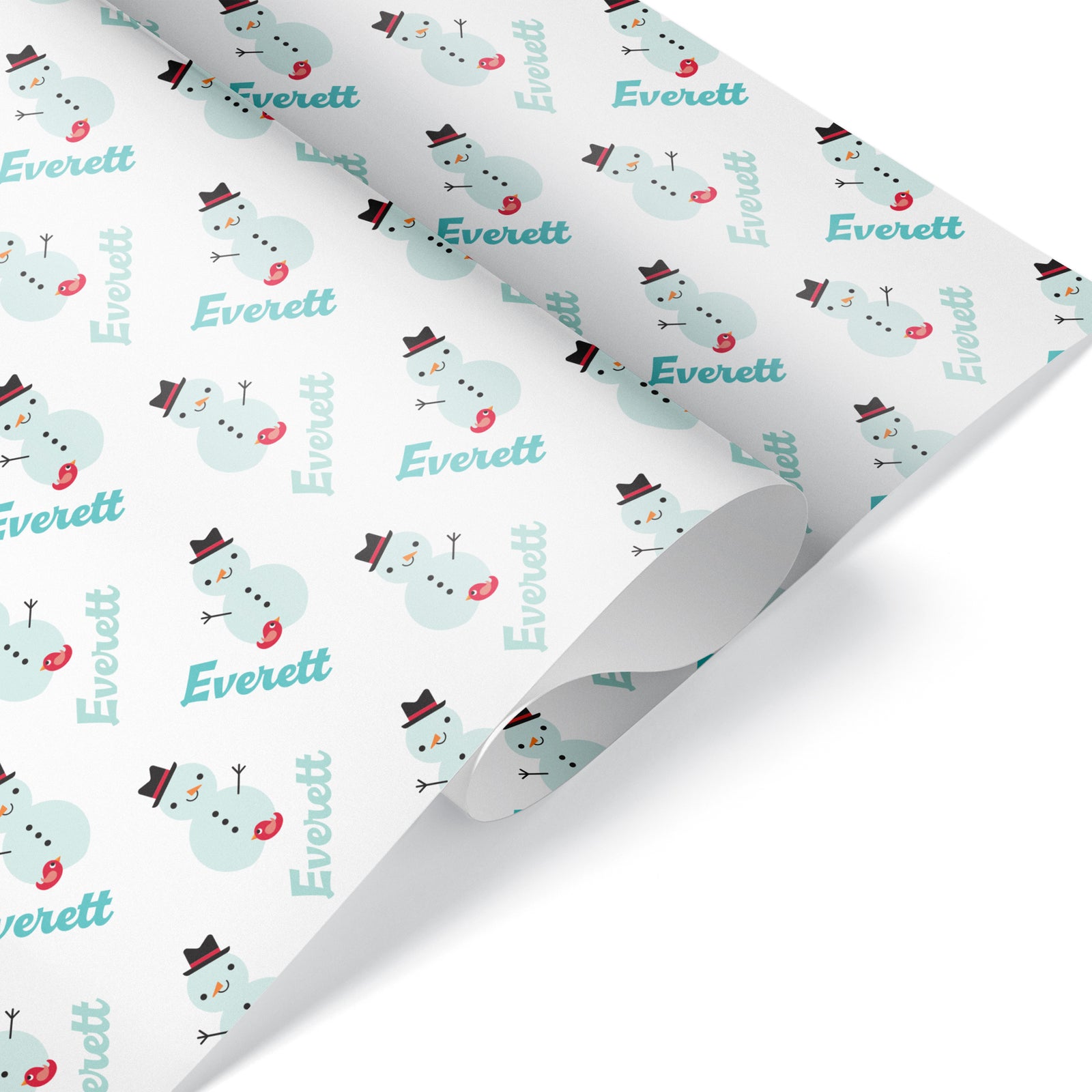 Kids Winter Wrapping Paper - Snowman (Personalized, Pastel Blue) - Graphic Spaces