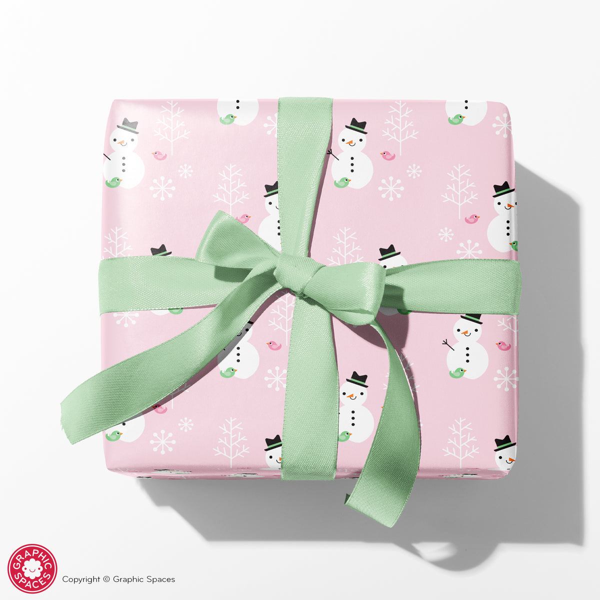 Pastel Snowman Wrapping Paper - PINK
