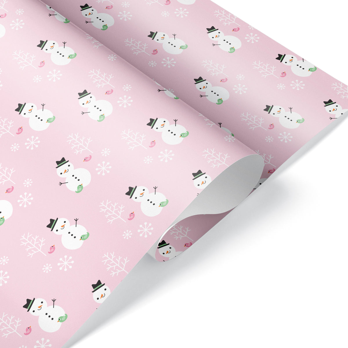 Pastel Snowman Wrapping Paper - PINK