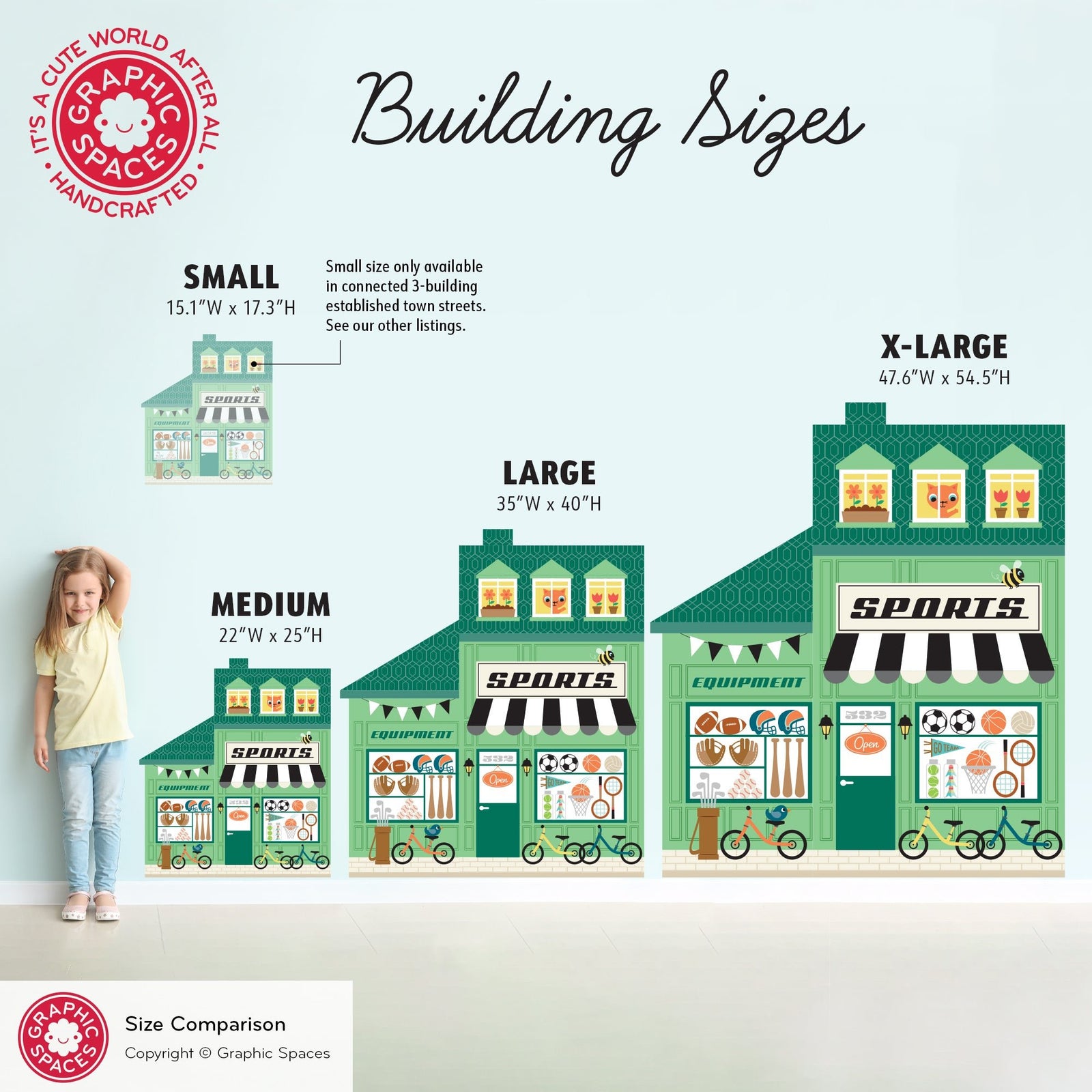 Kids Wall Decal - Happy Town Sports Store (Personalized) - Graphic Spaces