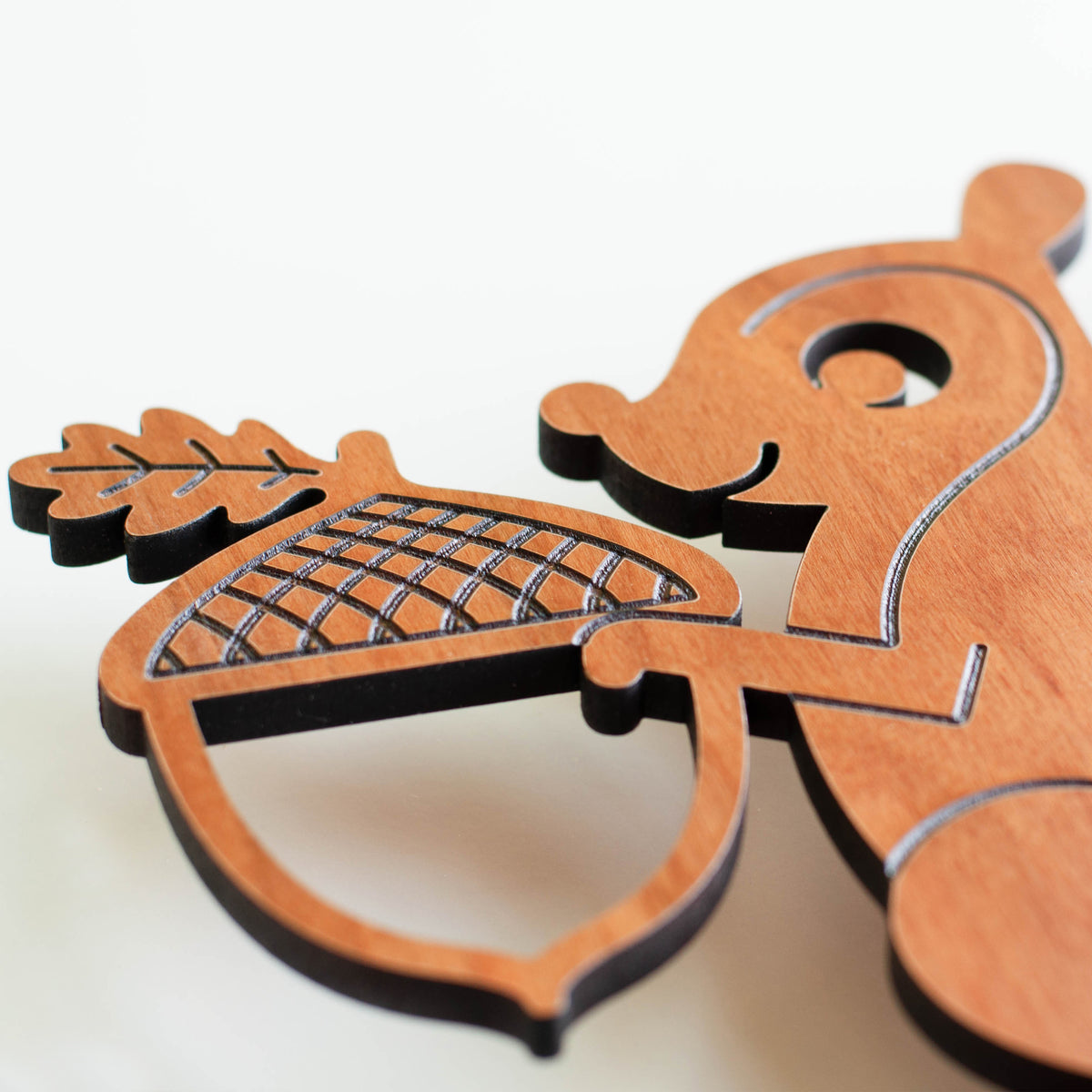 Wooden Squirrel Nursery Wall Clock.