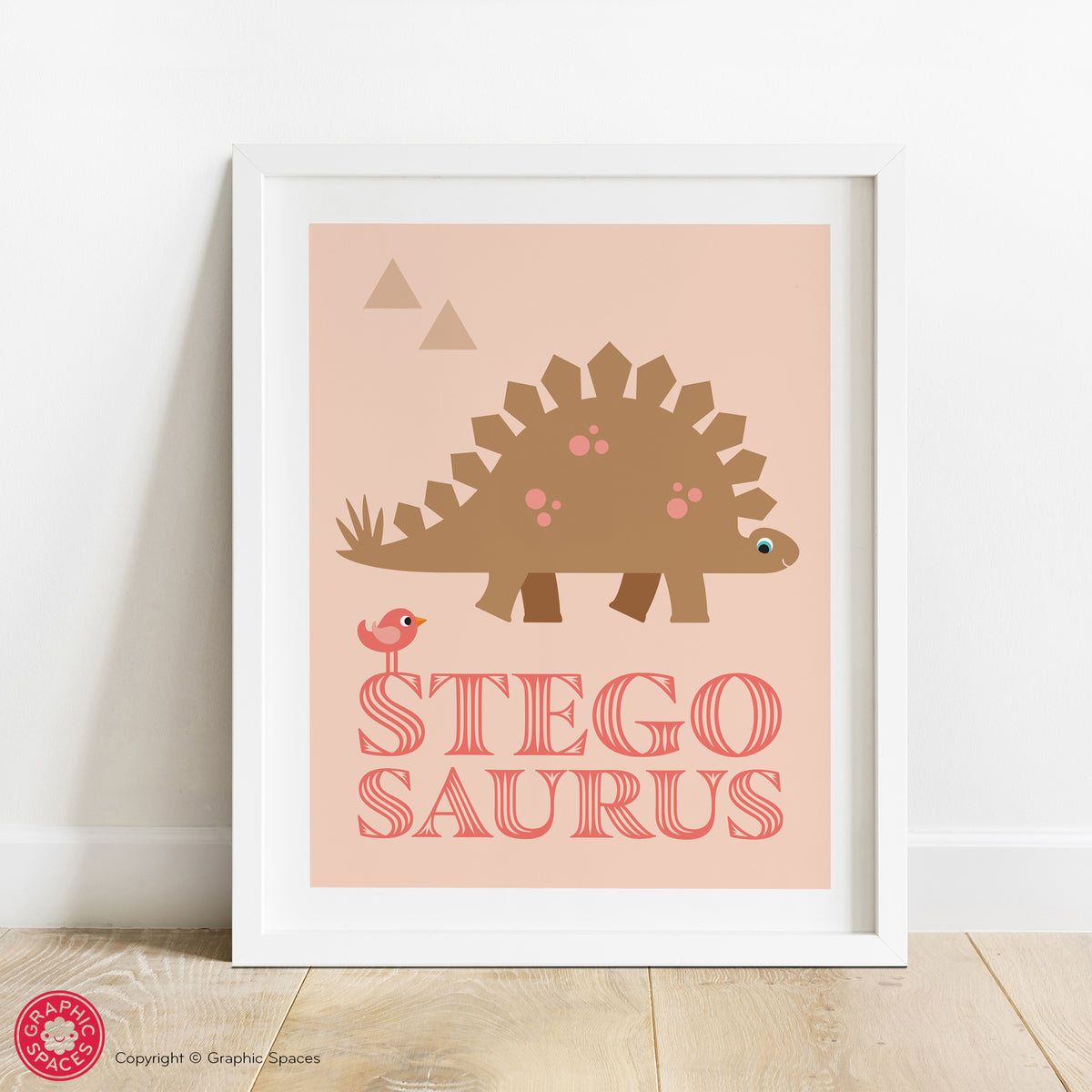 Stegosaurus nursery art print.