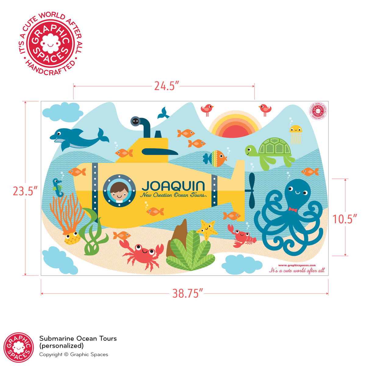 Submarine Underwater Adventure Peel-and-Stick Wall Decal, Personalized BOY