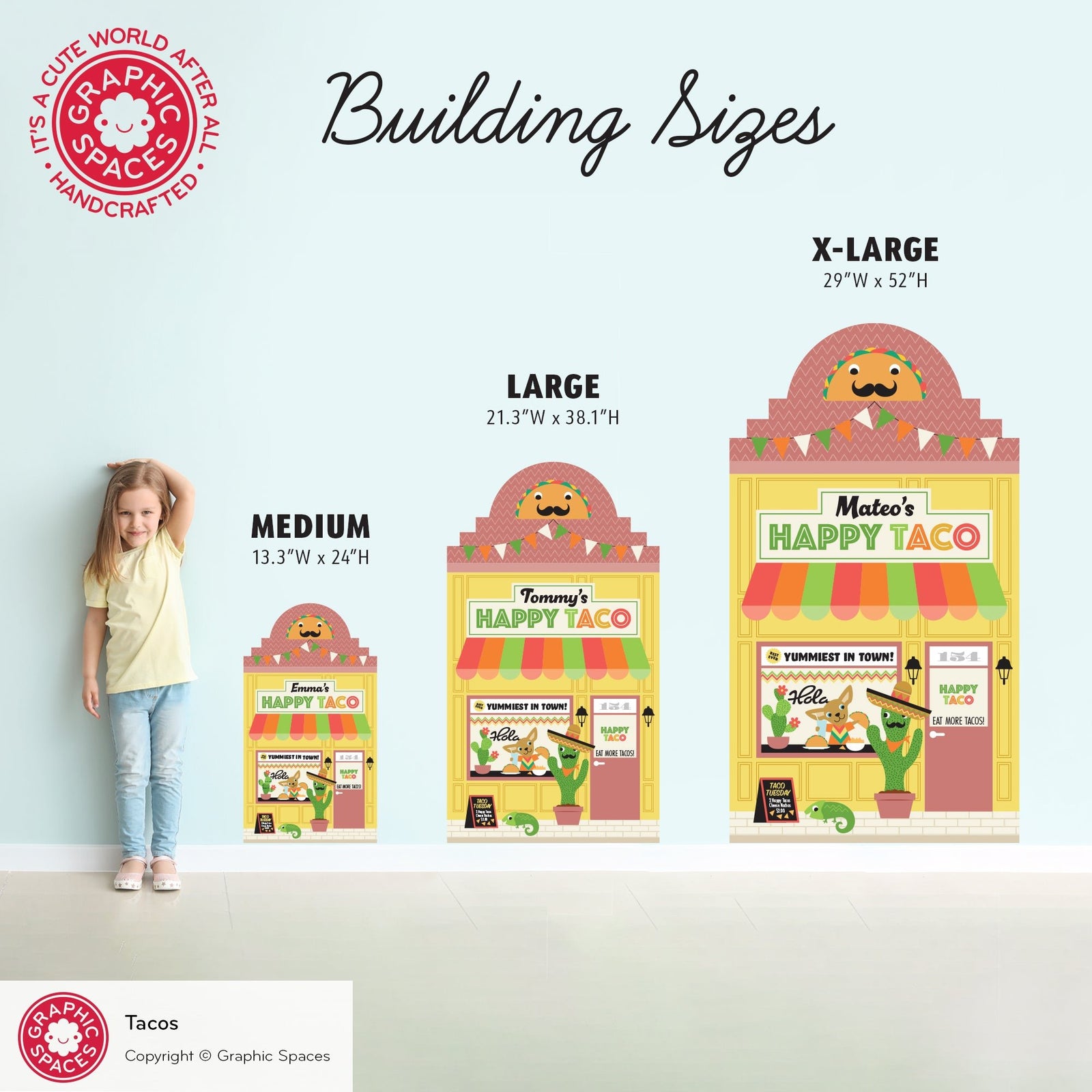 Kids Wall Decal - Happy Town Taco Shop (Personalized) - Graphic Spaces