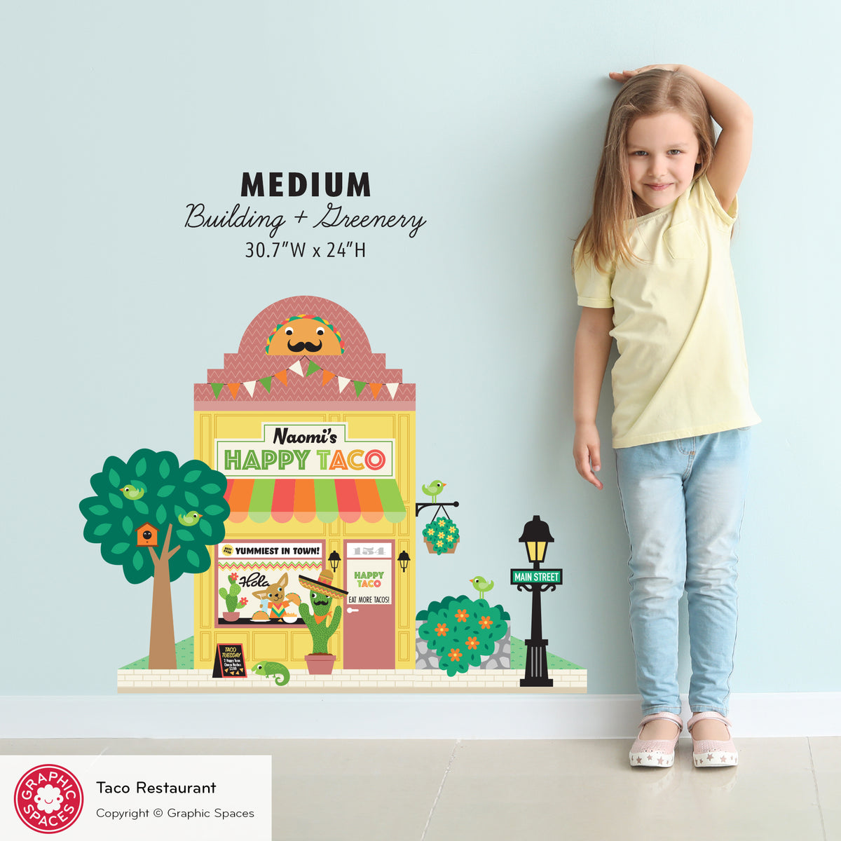 Wall Decal - Happy Town Taco Shop (Personalized)
