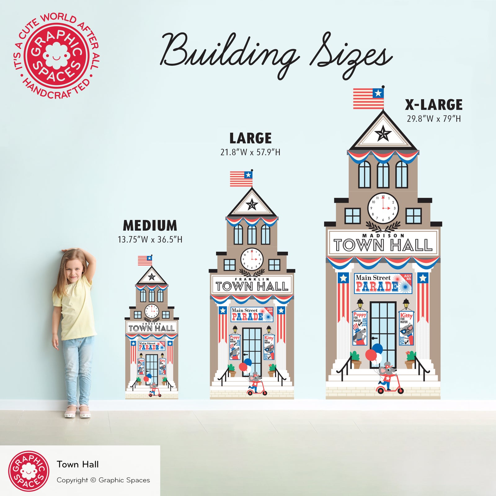 Kids Wall Decal - Happy Town Hall (Personalized) - Graphic Spaces