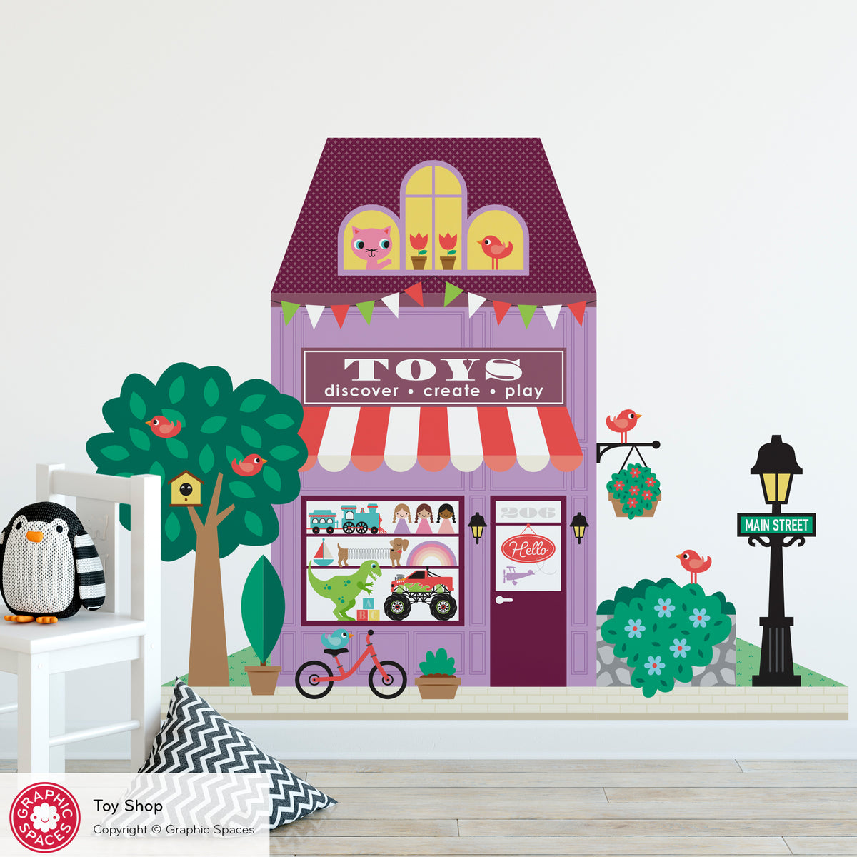 Toy Shop Fabric Wall Decal - Happy Town