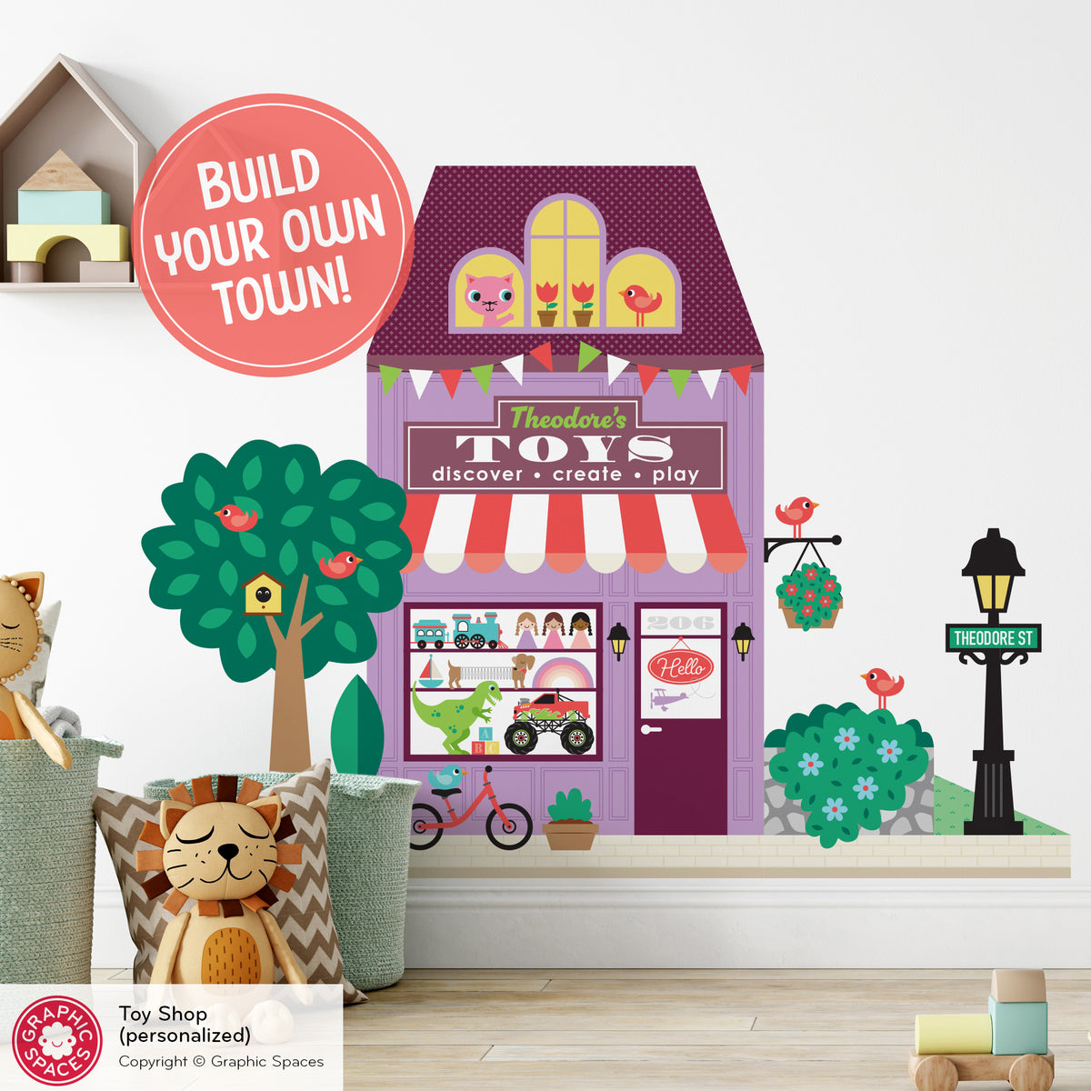 Toy Shop Fabric Wall Decal - Happy Town