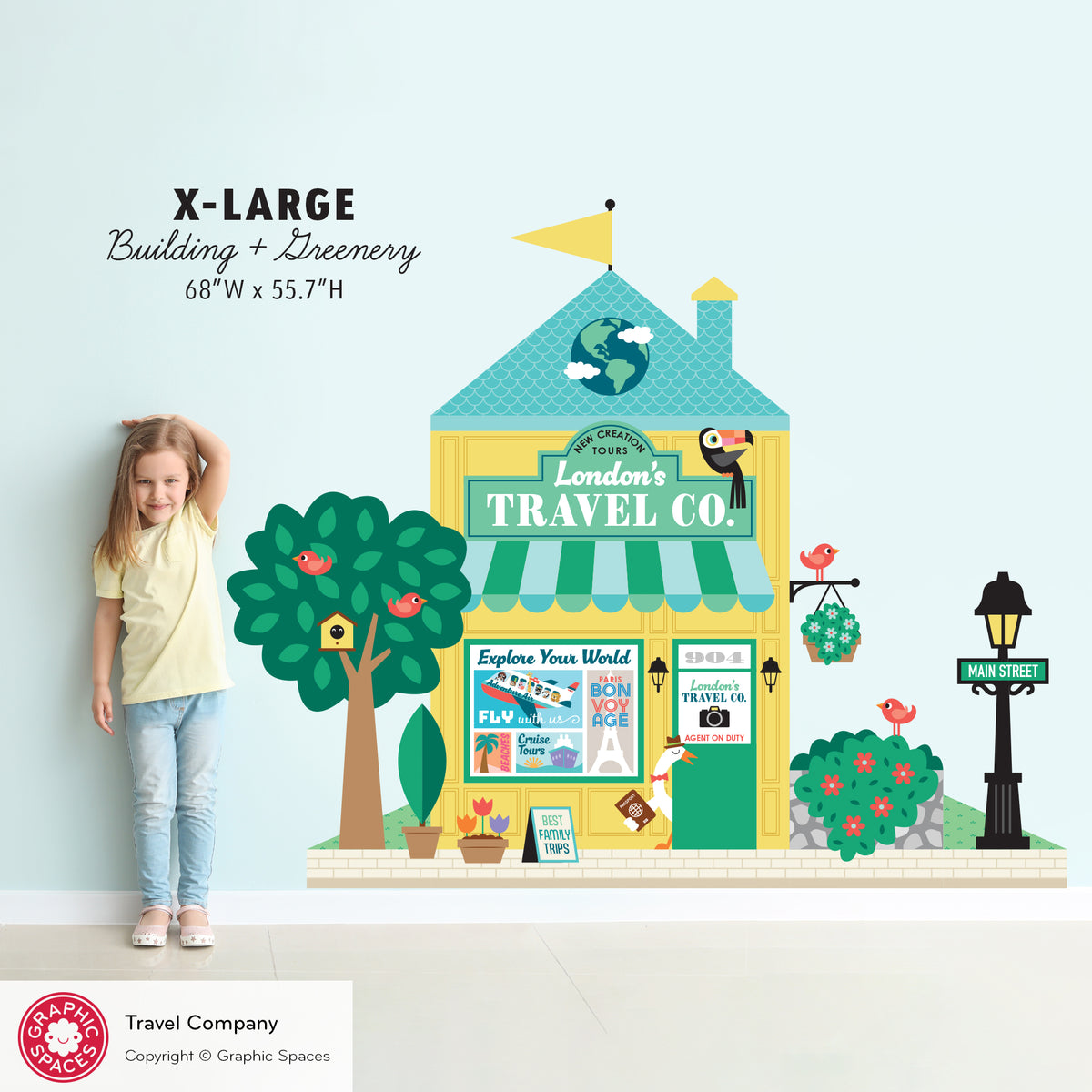 Travel Company Fabric Wall Decal - Happy Town