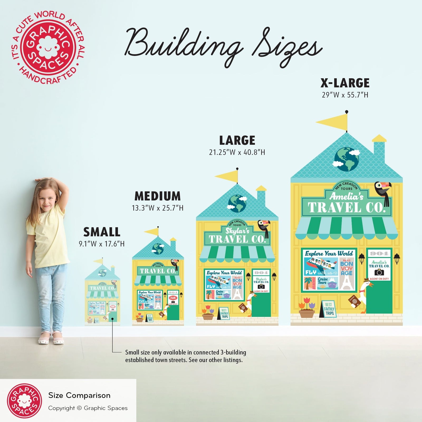 Kids Wall Decal - Happy Town Travel Company (Personalized) - Graphic Spaces