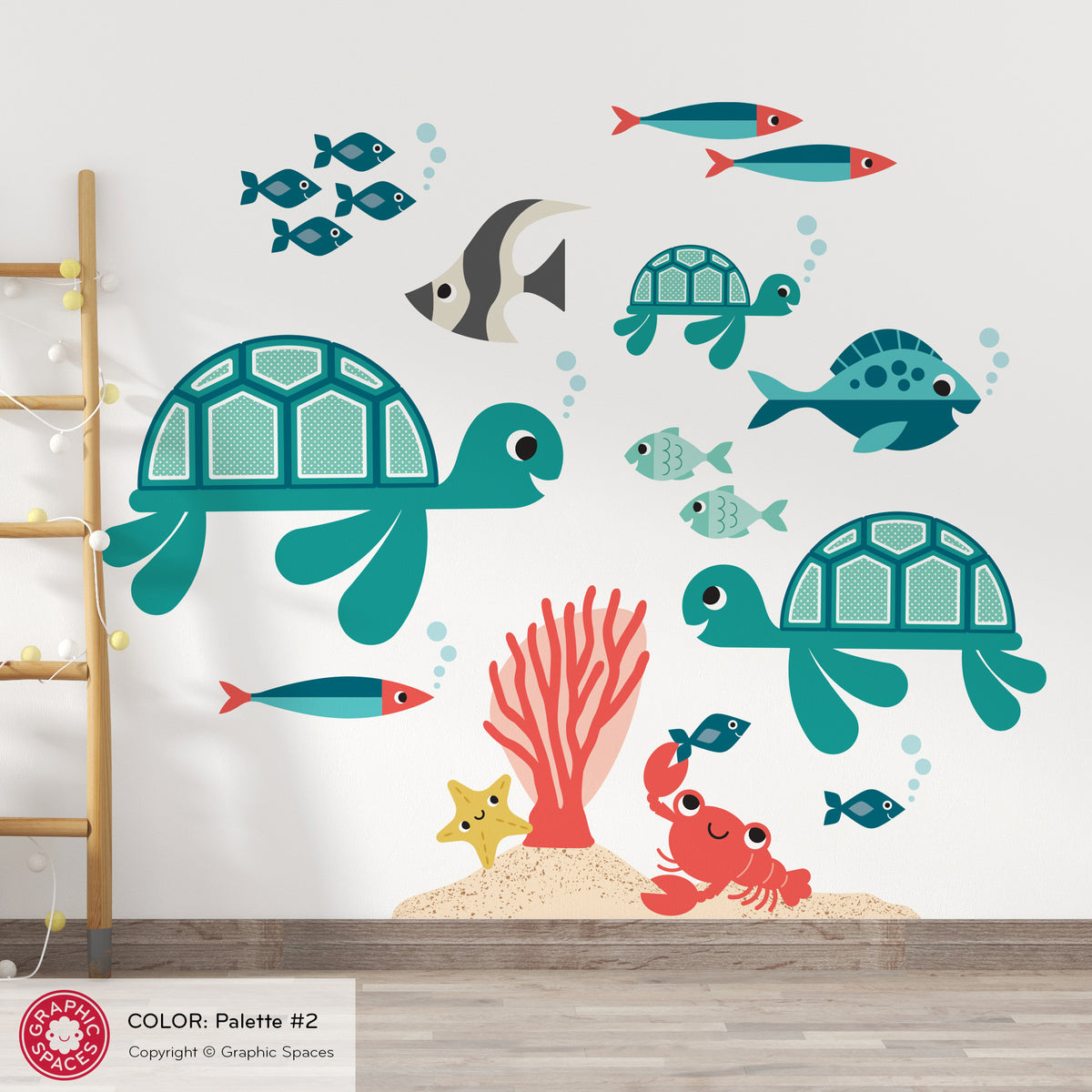 Sea Turtle &amp; Ocean Friends Peel-and-Stick Wall Decals