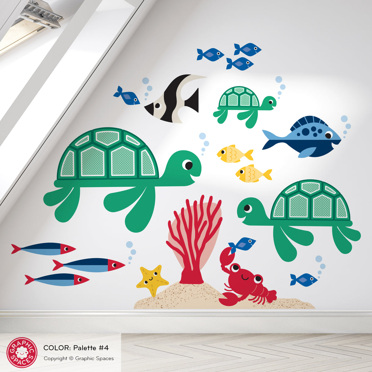 Sea Turtle &amp; Ocean Friends Peel-and-Stick Wall Decals