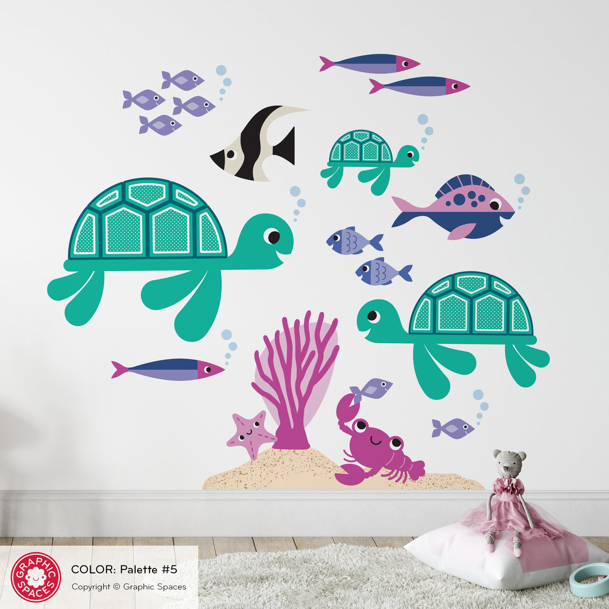 Sea Turtle &amp; Ocean Friends Peel-and-Stick Wall Decals