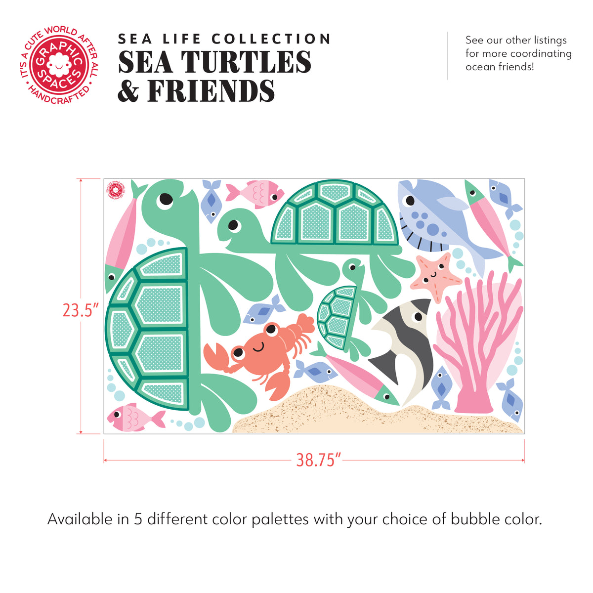 Sea Turtle &amp; Ocean Friends Peel-and-Stick Wall Decals