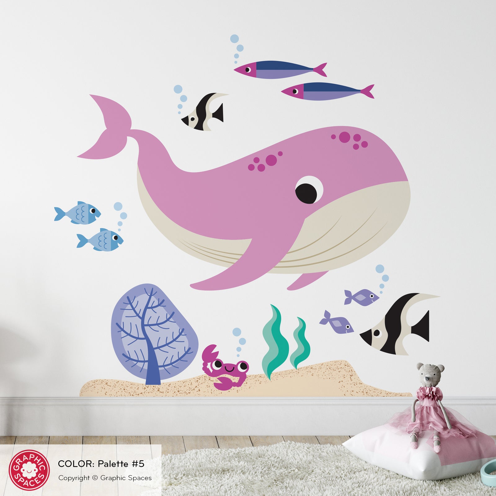 Wall Decal - Whale & Ocean Friends (Jewel Palette #5) - Graphic Spaces