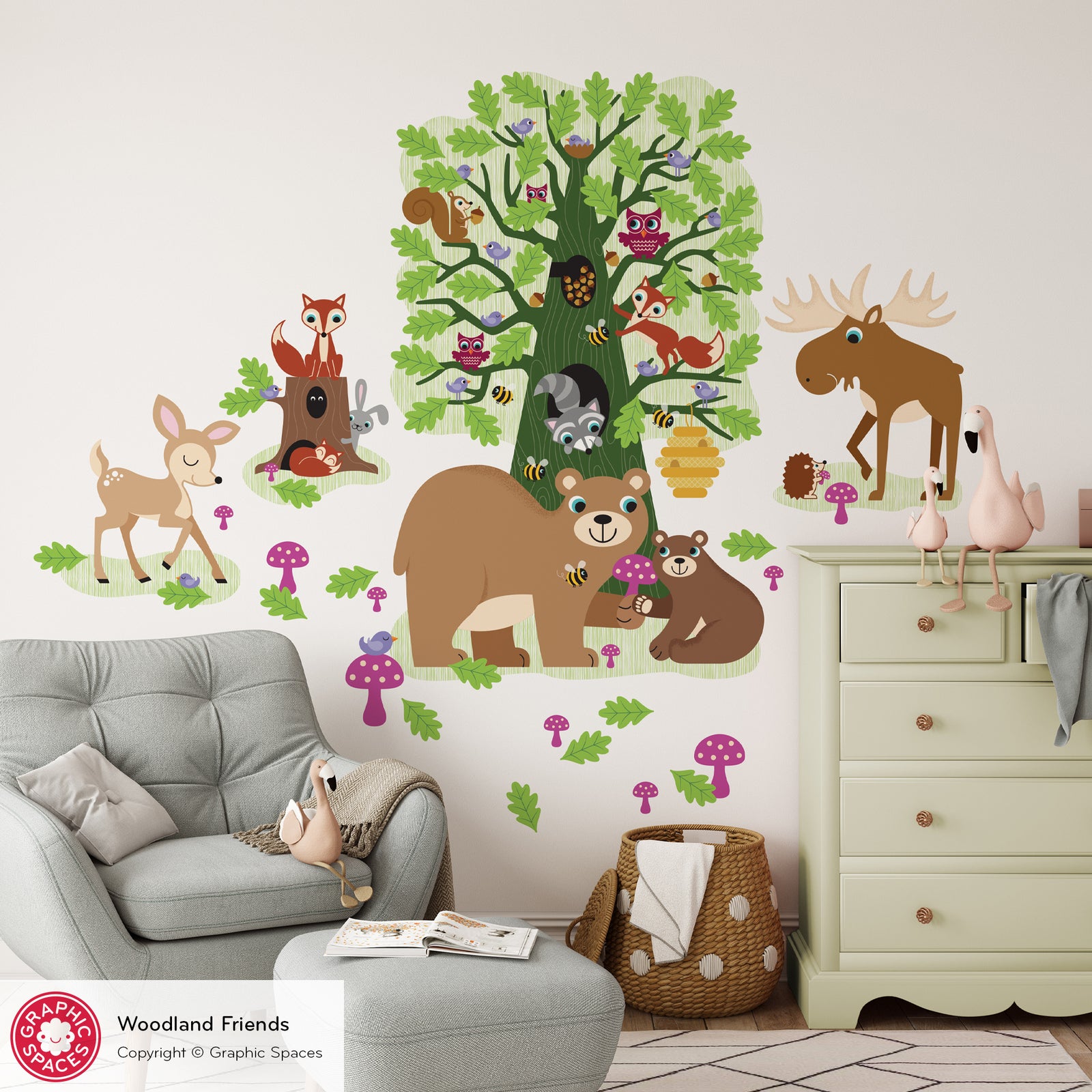 Nursery Wall Decal - Woodland Forest Friends (Violet & Purples) - Graphic Spaces