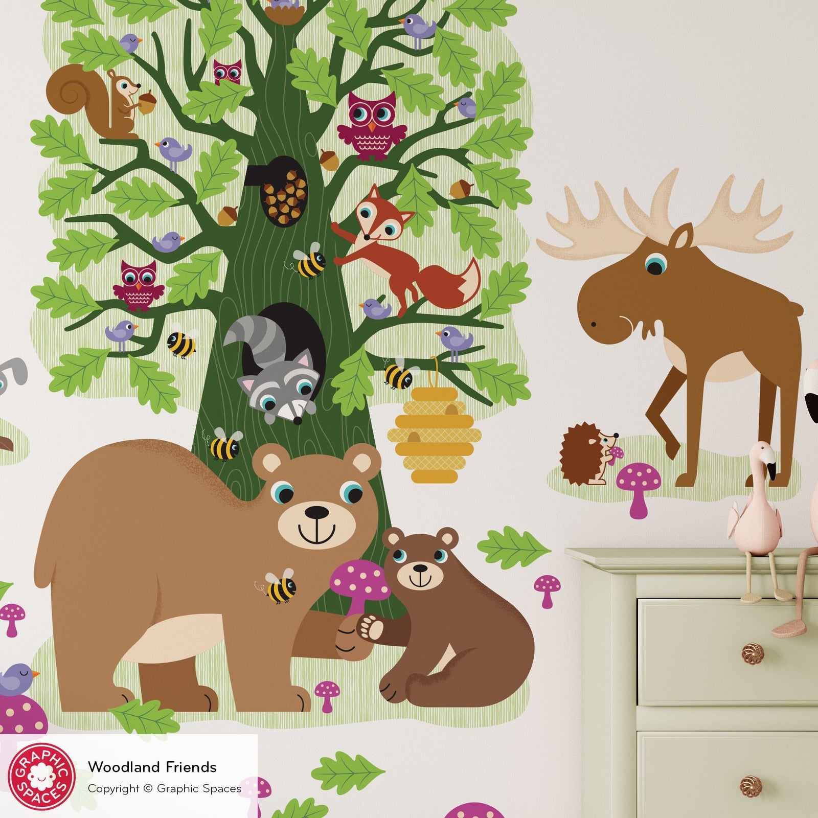 Nursery Wall Decal - Woodland Forest Friends (Violet & Purples) - Graphic Spaces