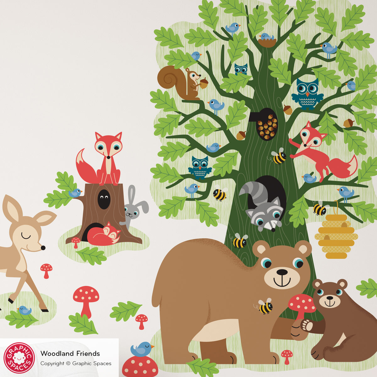 Animal Friends Woodland Forest Fabric Wall Decal