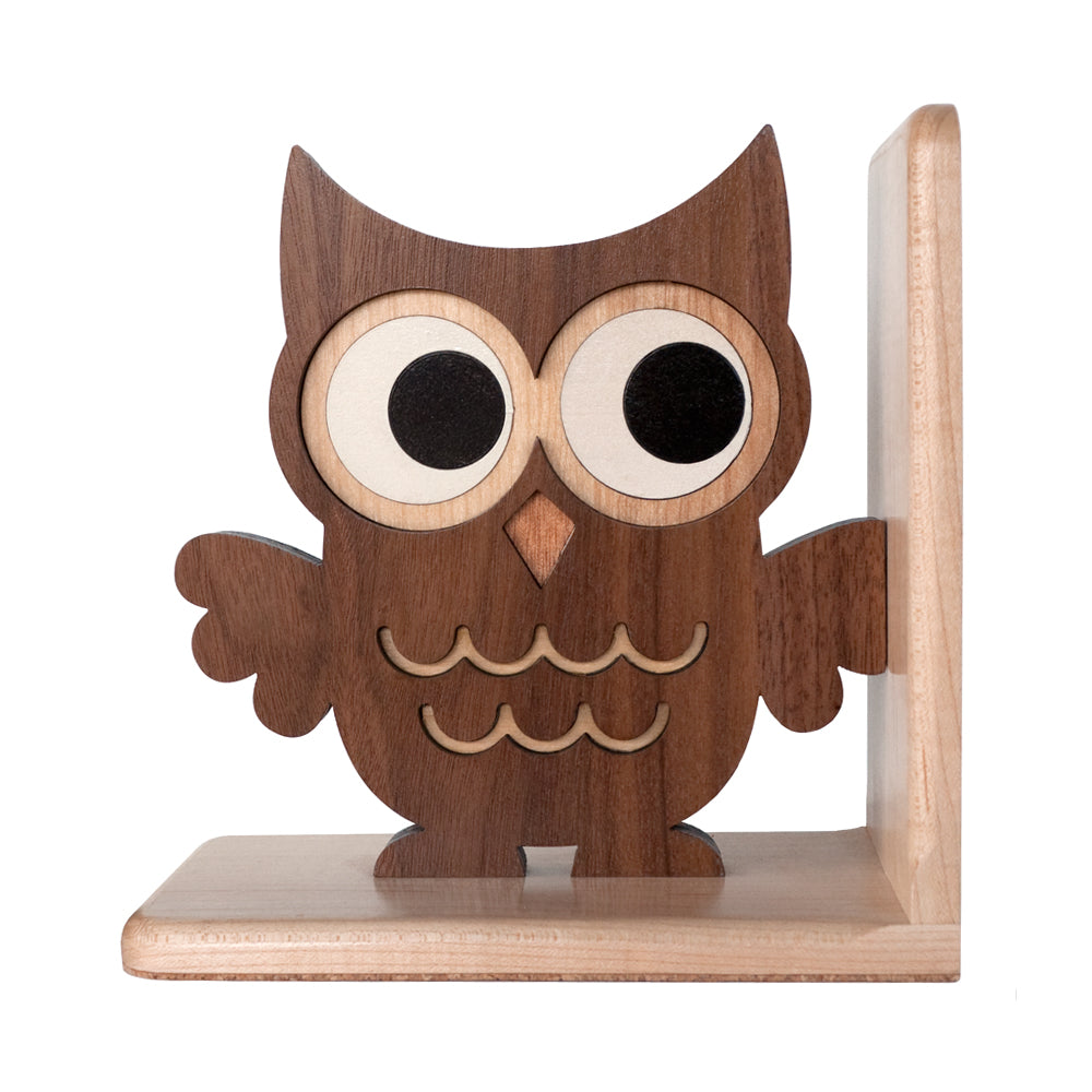 owl woodland animal wooden bookend for baby nursery and kids decor