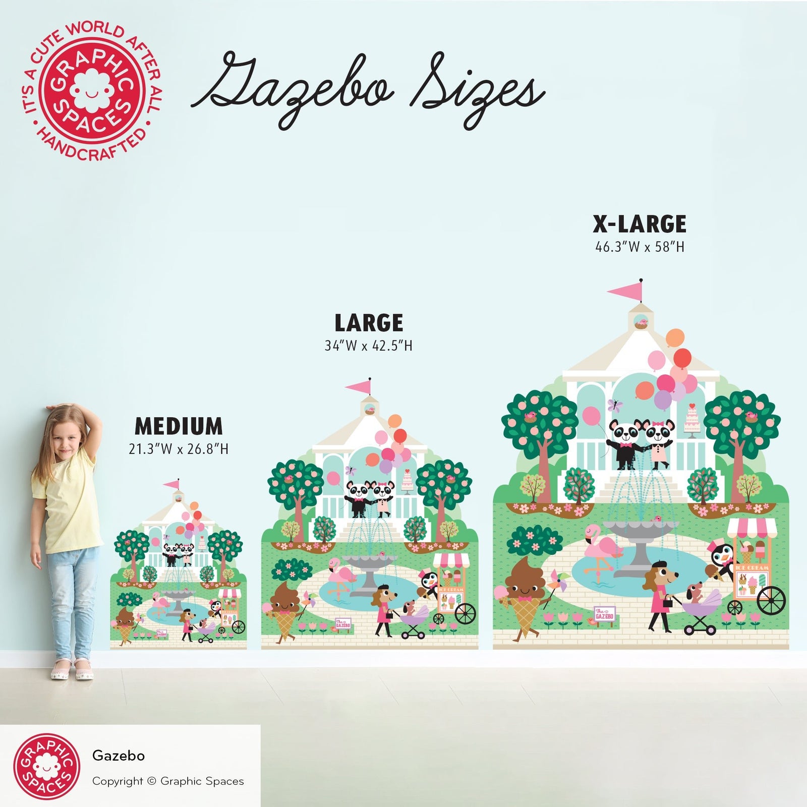 Kids Wall Decal - Happy Town Gazebo (Personalized) - Graphic Spaces