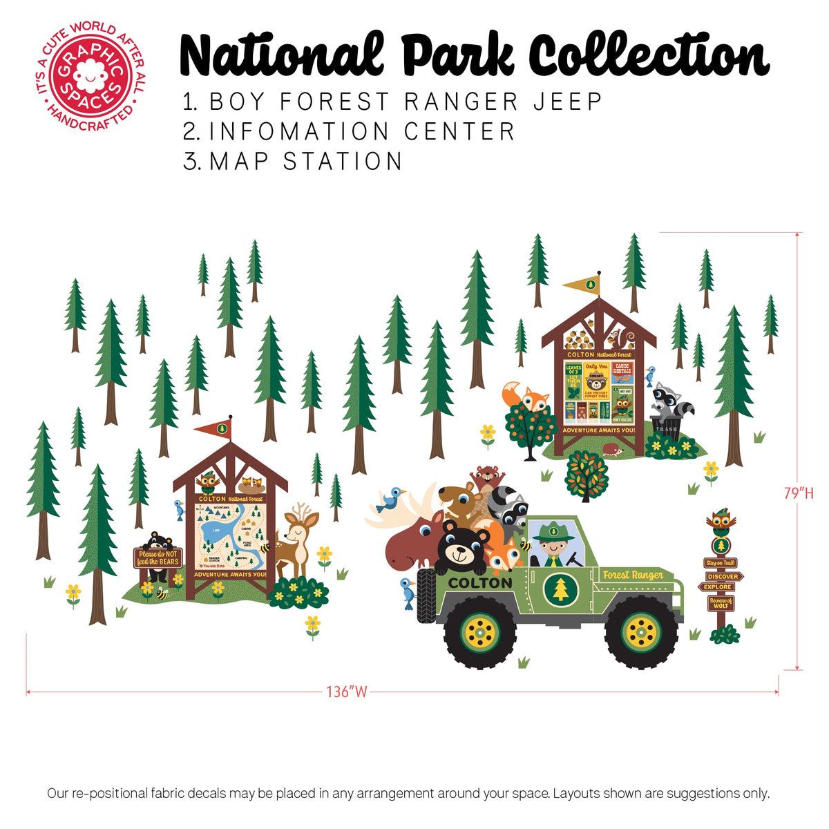 Wall Decal - Jeep Forest Ranger Collection (Personalized, Boy) - Graphic Spaces