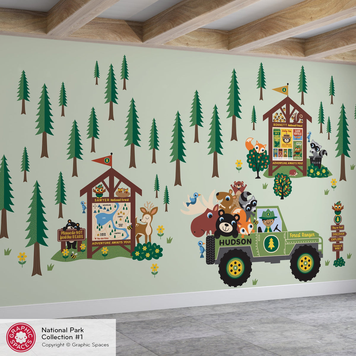Wall Decal - Jeep Forest Ranger Collection (Personalized, Boy) - Graphic Spaces