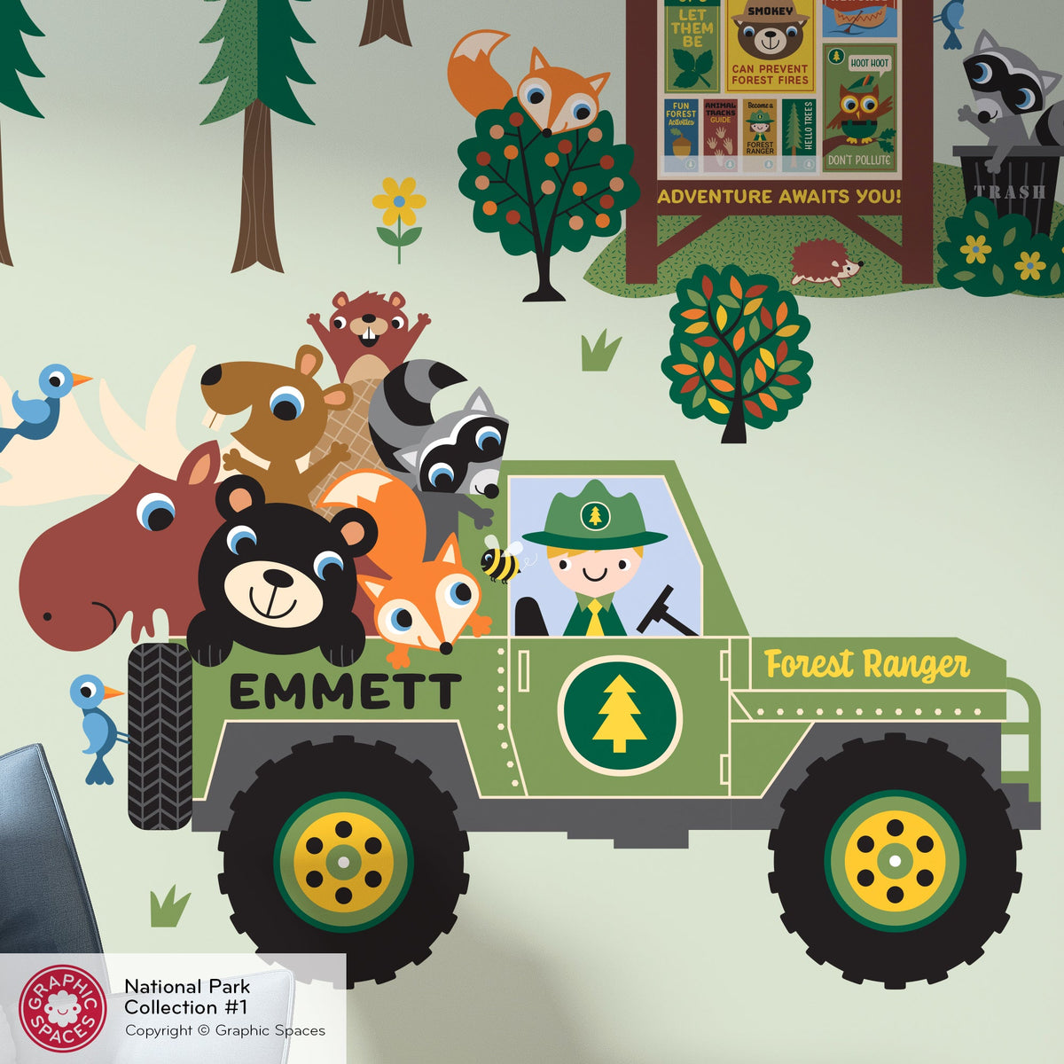 Wall Decal - Jeep Forest Ranger Collection (Personalized, Boy) - Graphic Spaces