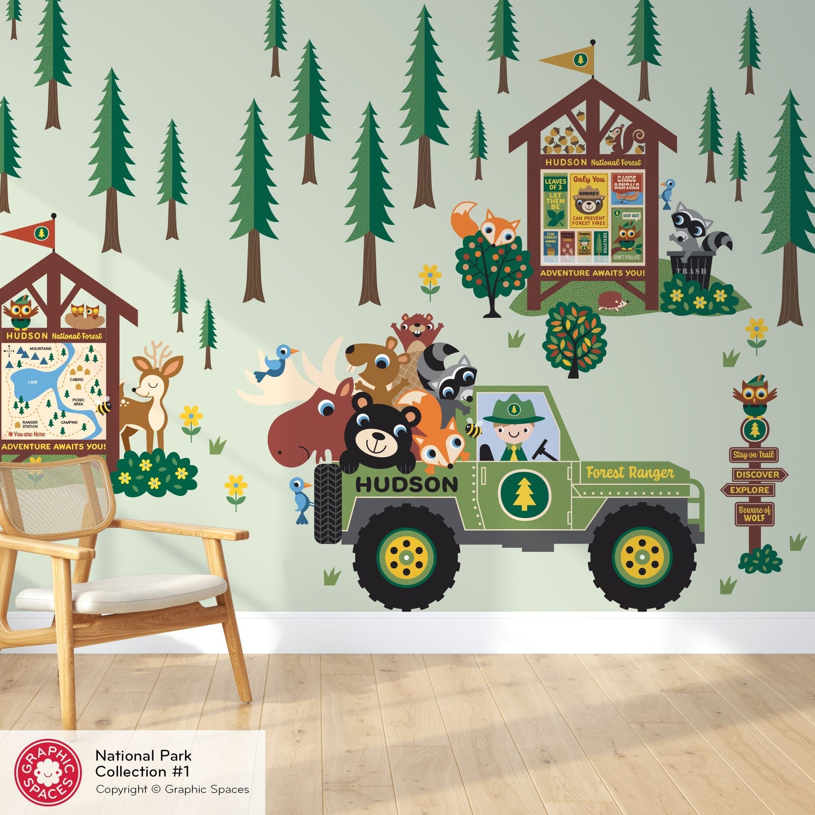 Wall Decal - Jeep Forest Ranger Collection (Personalized, Boy) - Graphic Spaces