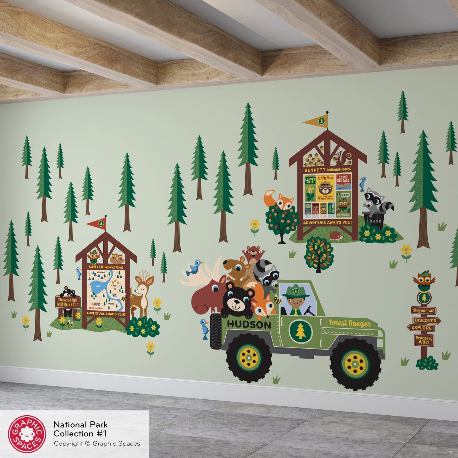 Wall Decal - Jeep Forest Ranger Collection (Personalized, Boy) - Graphic Spaces