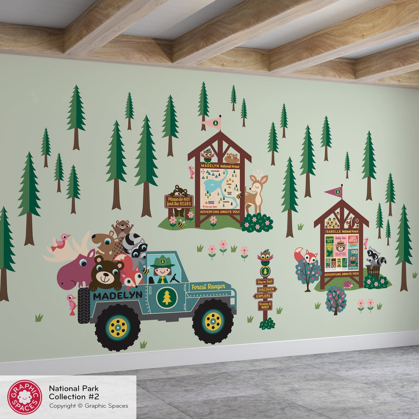 Wall Decal - Jeep Forest Ranger Collection (Personalized, Girl) - Graphic Spaces