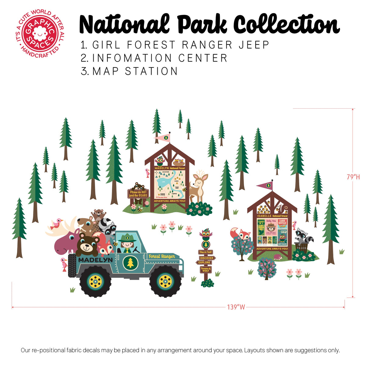 Wall Decal - Jeep Forest Ranger Collection (Personalized, Girl) - Graphic Spaces