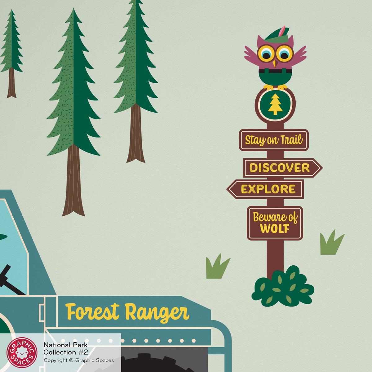 Wall Decal - Jeep Forest Ranger Collection (Personalized, Girl) - Graphic Spaces