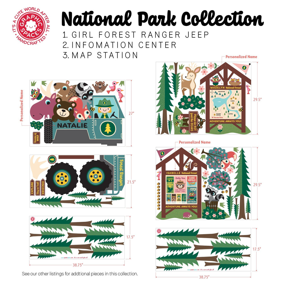 Wall Decal - Jeep Forest Ranger Collection (Personalized, Girl) - Graphic Spaces