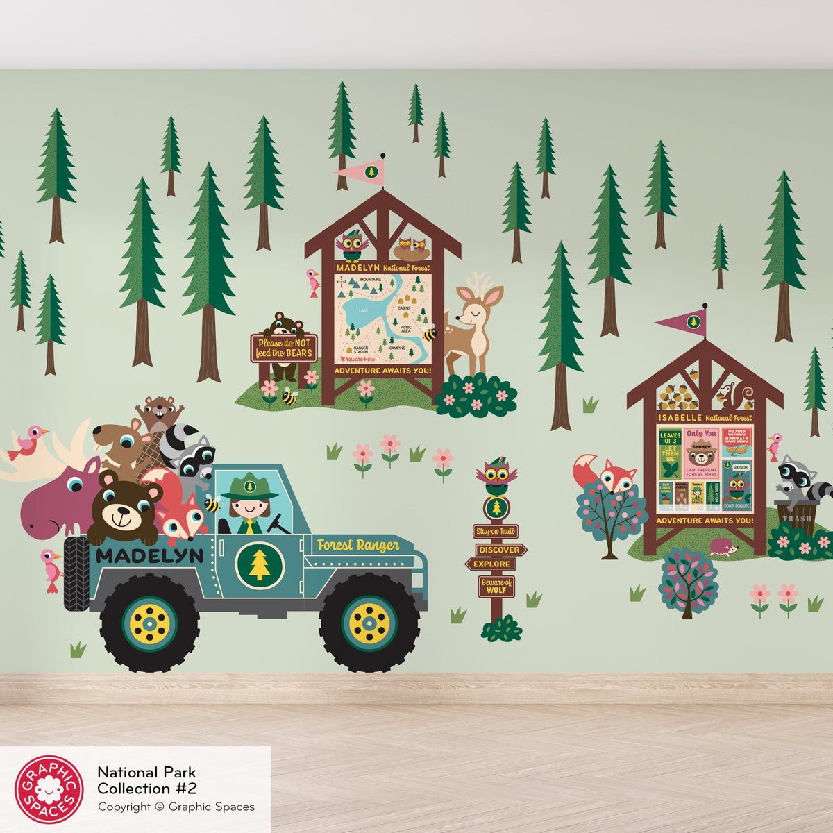 Wall Decal - Jeep Forest Ranger Collection (Personalized, Girl) - Graphic Spaces